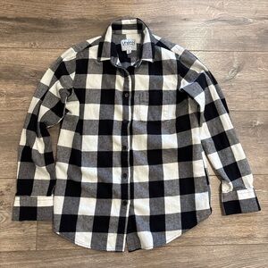Black & White Buffalo Plaid Button-Down Shirt